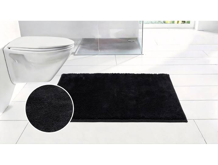 Badematte GOODPRODUCT Cali, Badvorleger, Badezimmer Teppich, Duschvorleger , schwarz, H:10mm, Polyester, Badematten, Badematte, weich, Uni Farben, auch als Teppich erhältlich