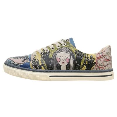 Sneaker DOGO "Classic Schnürsneaker I Was Here Damen Sneaker", Damen, Gr. 40, atmungsaktiv gefüttert ungefüttert, Normalschaft, bunt (mehrfarbig), Lederimitat, Schuhe Sneaker, Handgefertigt