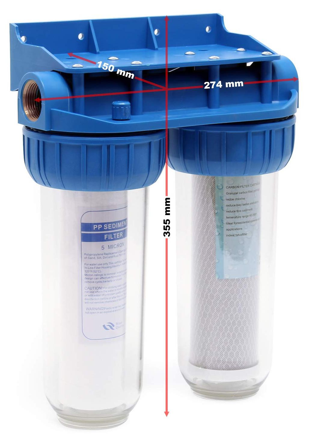 Dripio 1-inch waterfilter met sedimentfilter en actieve koolfilter