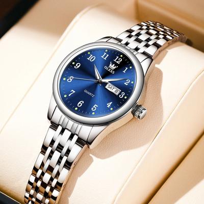 Inspire Select OLEVS Elegance Waterproof Stainless Steel Women's Quartz Watch blue