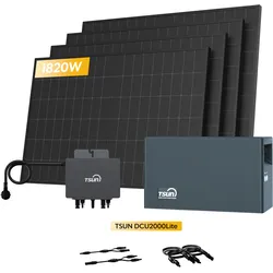 TSUN DCU2000Lite Solarspeicher für Balkonkraftwerke, mit 4 x 455W Bifaziale Solarmodule & 800W Mikro‐Wechselrichter. by Powerness - 2kWh / Standardversand