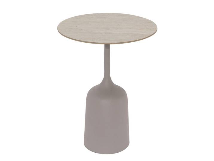 Milino Beistelltisch, Natur, Taupe, Metall, Keramik, rund, Säule, 40x53x40 cm, einfacher Aufbau, Wohnzimmer, Wohnzimmertische, Beistelltische, Beistelltische Metall