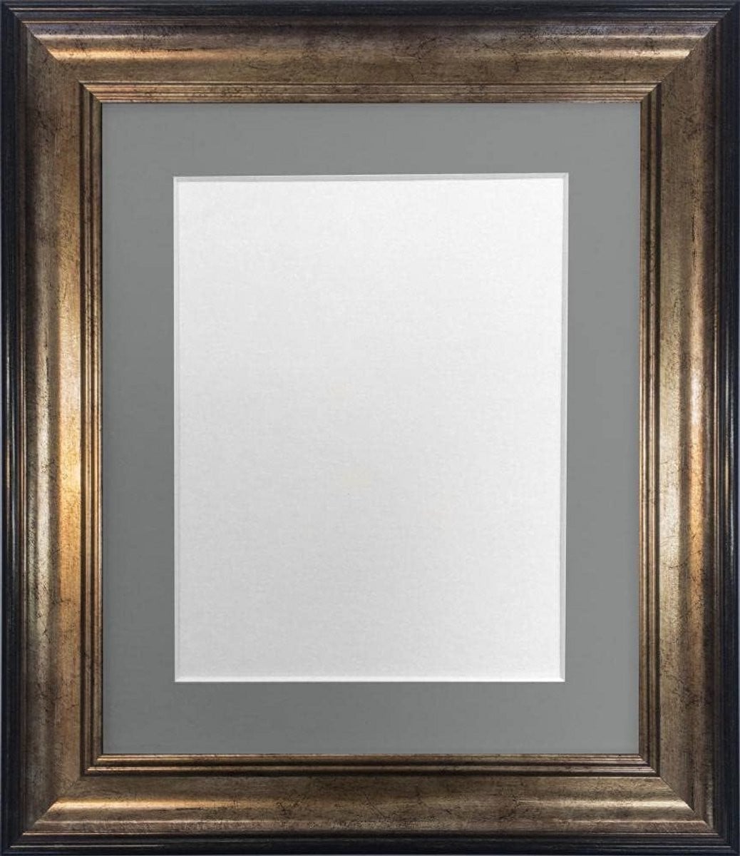 Zwarte & Gouden Fotolijst met Passe-Partout voor Afbeelding 14x8 cm - Scandi Stijl