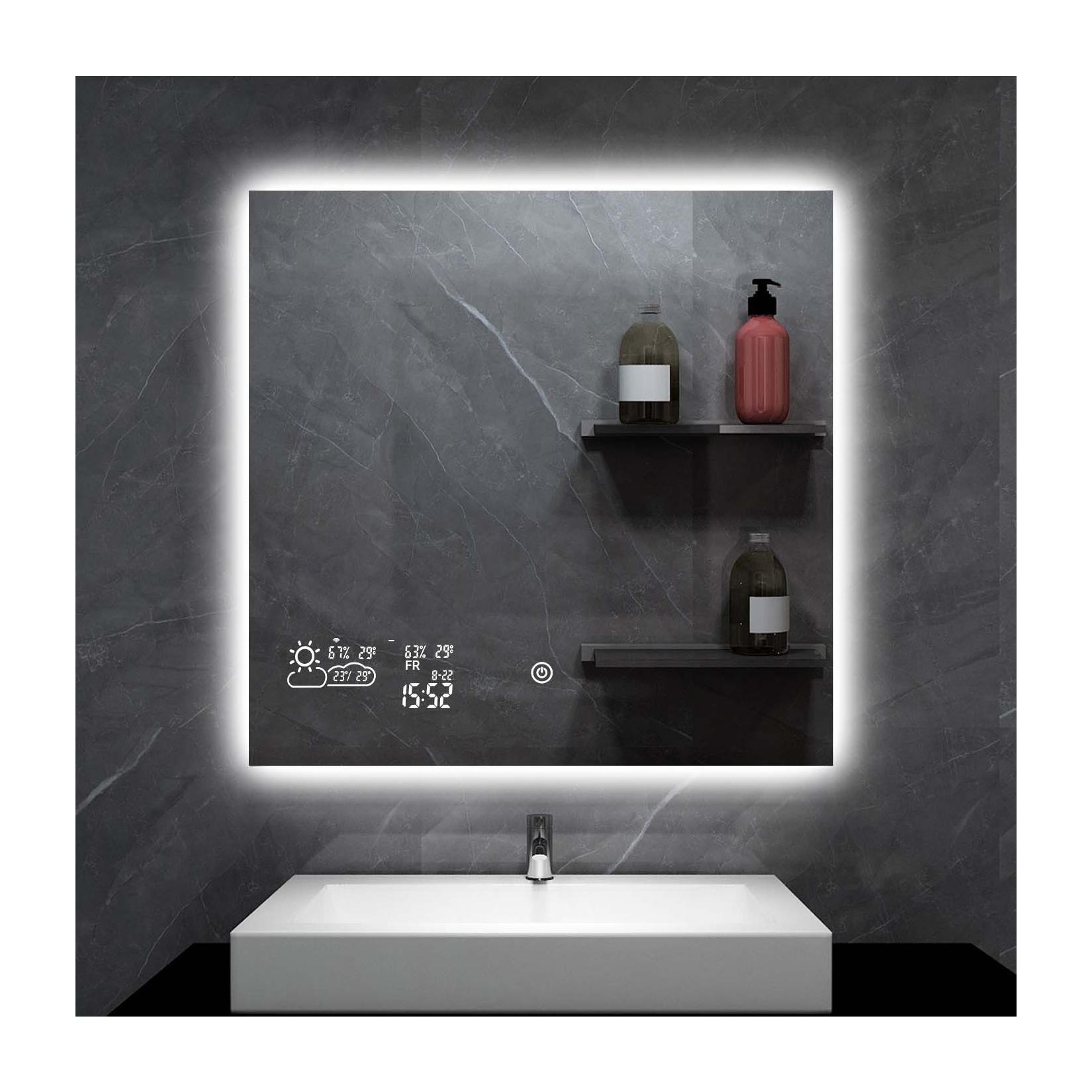 Heidenfeld Infrarot-Spiegelheizung HF-HS200, Wetteranzeige, LED-Licht, 200-500 Watt, Anti-Beschlag (200 Watt)