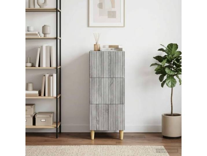KGHFDVB Schubladenschrank Graues Sonoma 33 x 34,5 x 90 cm Holzwerkstoff Vintage Stil, 3 Schubladen, Konische Beine, Vielseitig Als Nachttisch, Pflegeleicht