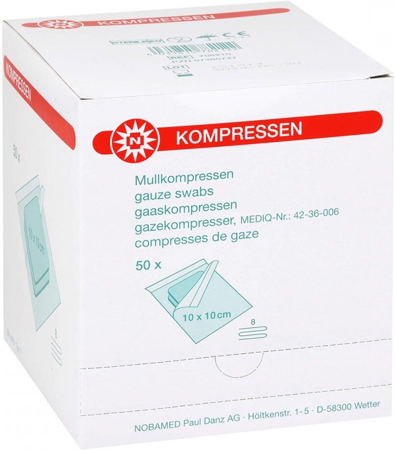 Mullkompressen 10x10cm 8-fach steril 50X2stk