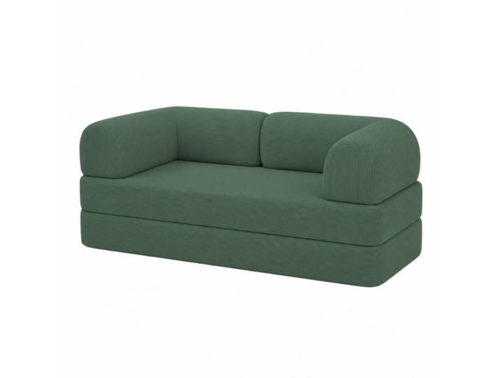 Canapé lit compressé modulable en velours côtelé 90x180 cm vert