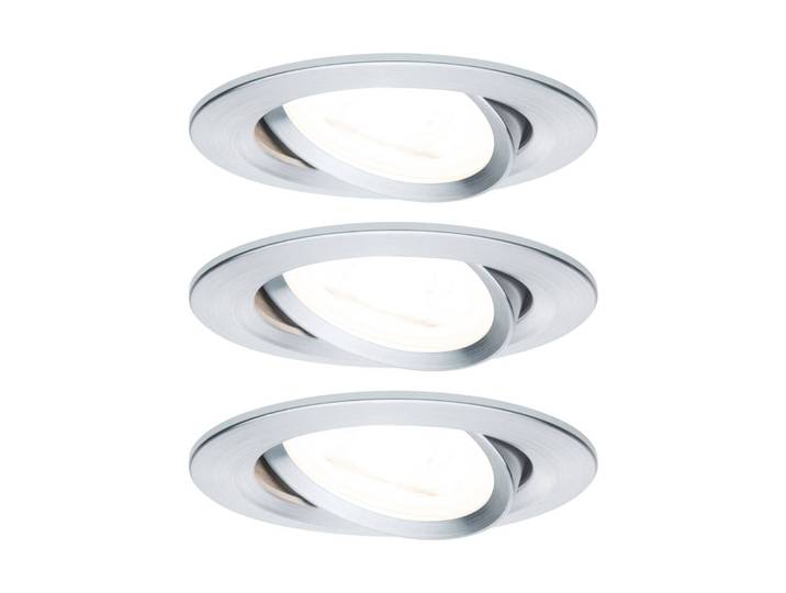 Paulmann 3er Spot Nova, rund schwenk/dimmbar, Alu dimmbar, alu / grau / zink, für Flurbereich, Aluminium, Modern, Einbauleuchte