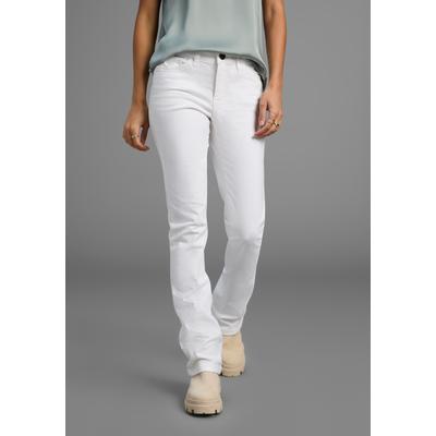Bootcut-Jeans ARIZONA "Baby-Boot", Damen, Gr. 44, N-Gr, weiß, Denim/Jeans, Obermaterial: 98% Baumwolle, 2% Elasthan, Basic, eng lang, Jeans, Bootcut-Stil, figurbetonte Passform, mit Used-Effekten, Topseller