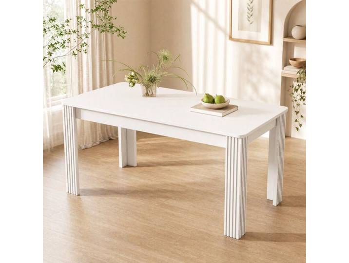 Table rectangulaire blanche quatre pieds Maisentiel