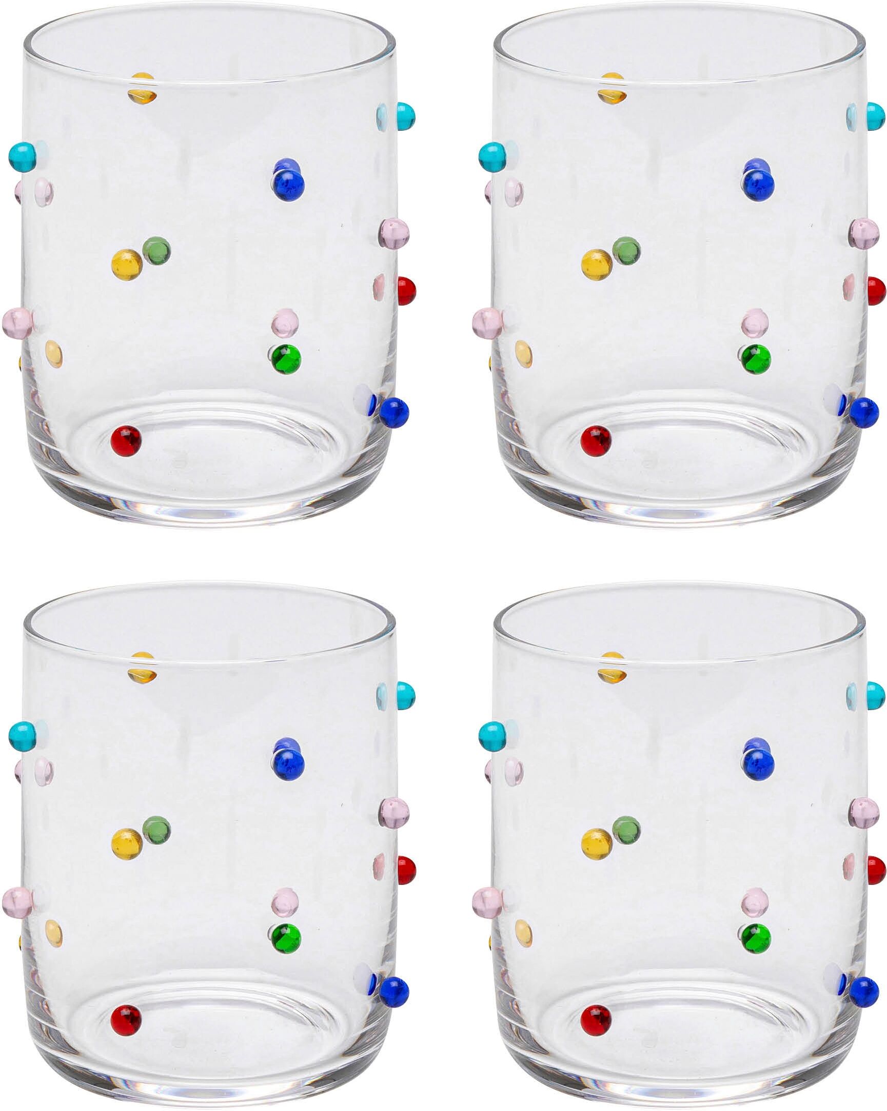 Glas KARE DESIGN "Party Dots", bunt (mehrfarbig), B:8,1cm H:8,8cm, Glas, Trinkgefässe, Glas, Cocktail-, Wasser- oder Weinglas mehrfarbig 8,8cm, 305ml, 4