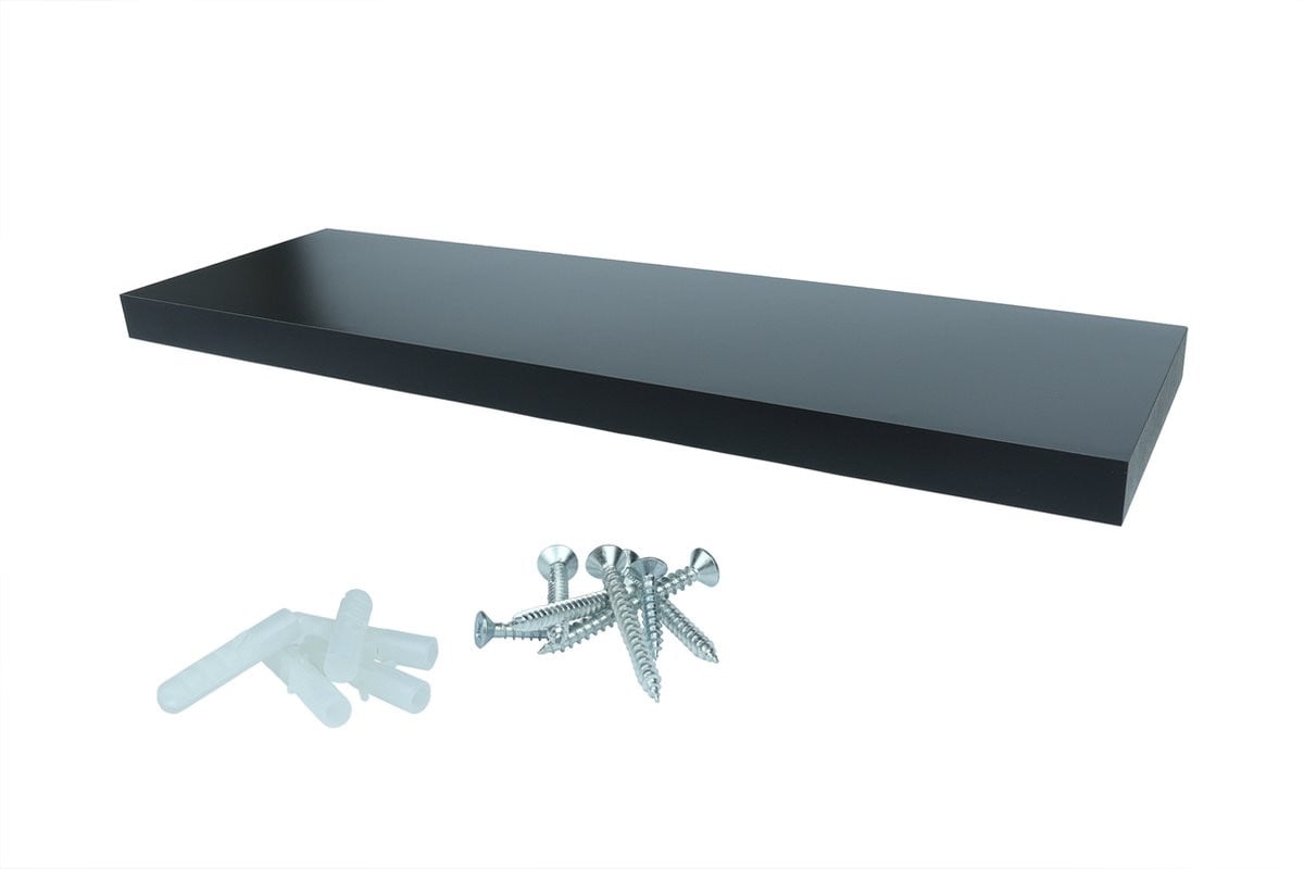 Wovar Zwevende Wandplank Zwart 80 x 24 cm