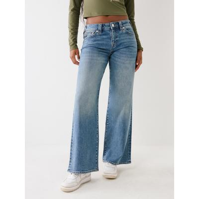 Loose-fit-Jeans TRUE RELIGION "BOBBI BAGGY JEAN", Damen, Gr. 28, N-Gr, medium wash, Denim/Jeans, Obermaterial: 99% Baumwolle, 1% Elasthan, Abriebeffekte, loose fit lang, Jeans, Baumwollmischung, loose fit, regular waist