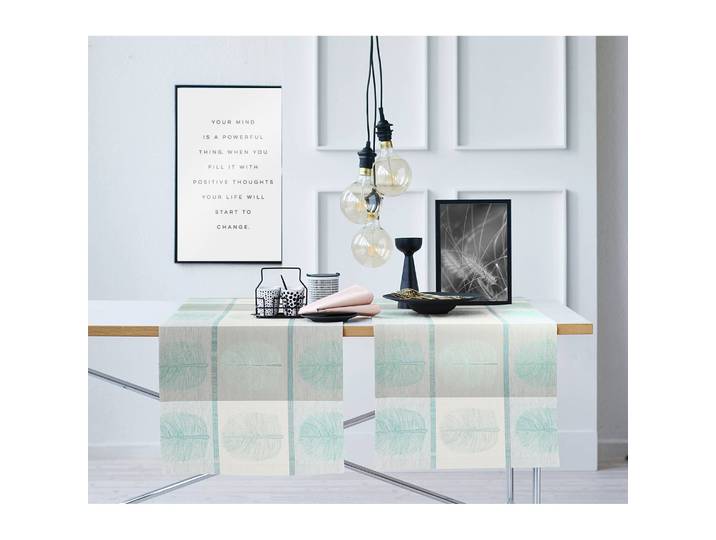 Chemin de table Vito 44 x 140cm Gris/Turquoise/Gris