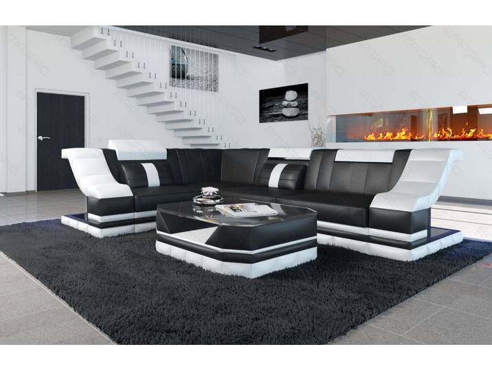 Couch Bianchi L-Form in Leder