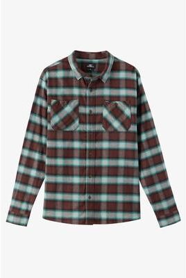O'Neill s Coastline Flannel Long Sleeve Shirt in Chocolate, Size 2XL, Spandex