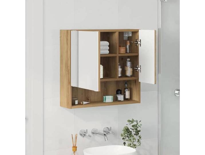Meuble Rangement - HAOSHOP - Armoire Miroir Montage mural Chêne artisanal 59 x 17 x 55 cm&01_40361