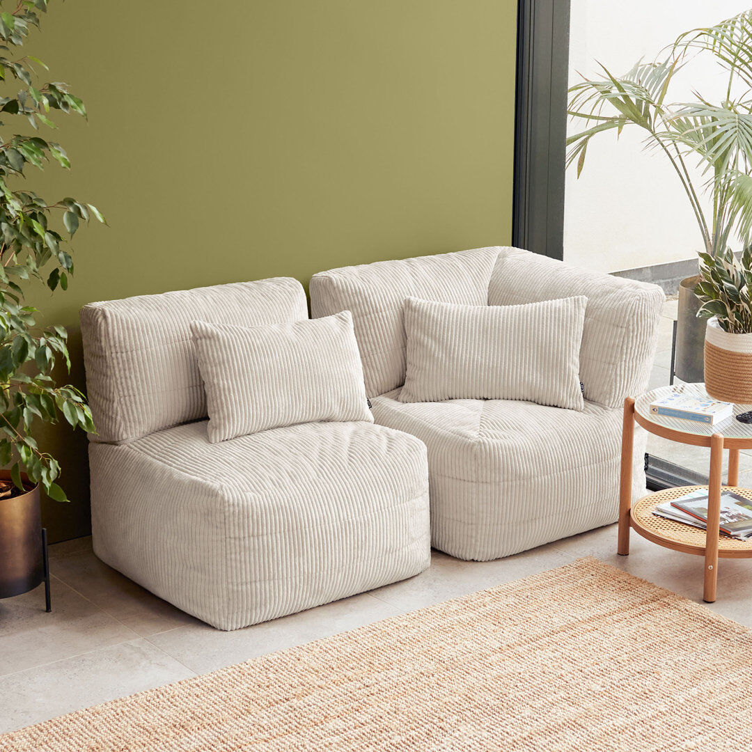 Isabelle & Max icon Noa Modular Bean Bag Sofa, 2 Piece, Jumbo Cord, Stone Cream