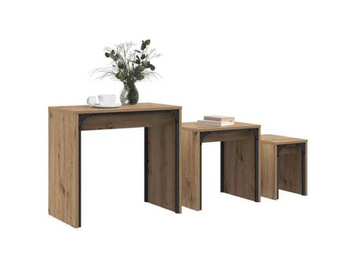 KTHLBRH Beistelltische 3 Stück Eiche 60 x 35 x 56 cm Modernes Design, rechteckige Linien, platzsparend, handwerklich