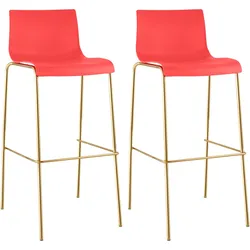 CLP 2er Set Barhocker Hoover Kunststoff 4-Fuß Gold   Farbe: rot