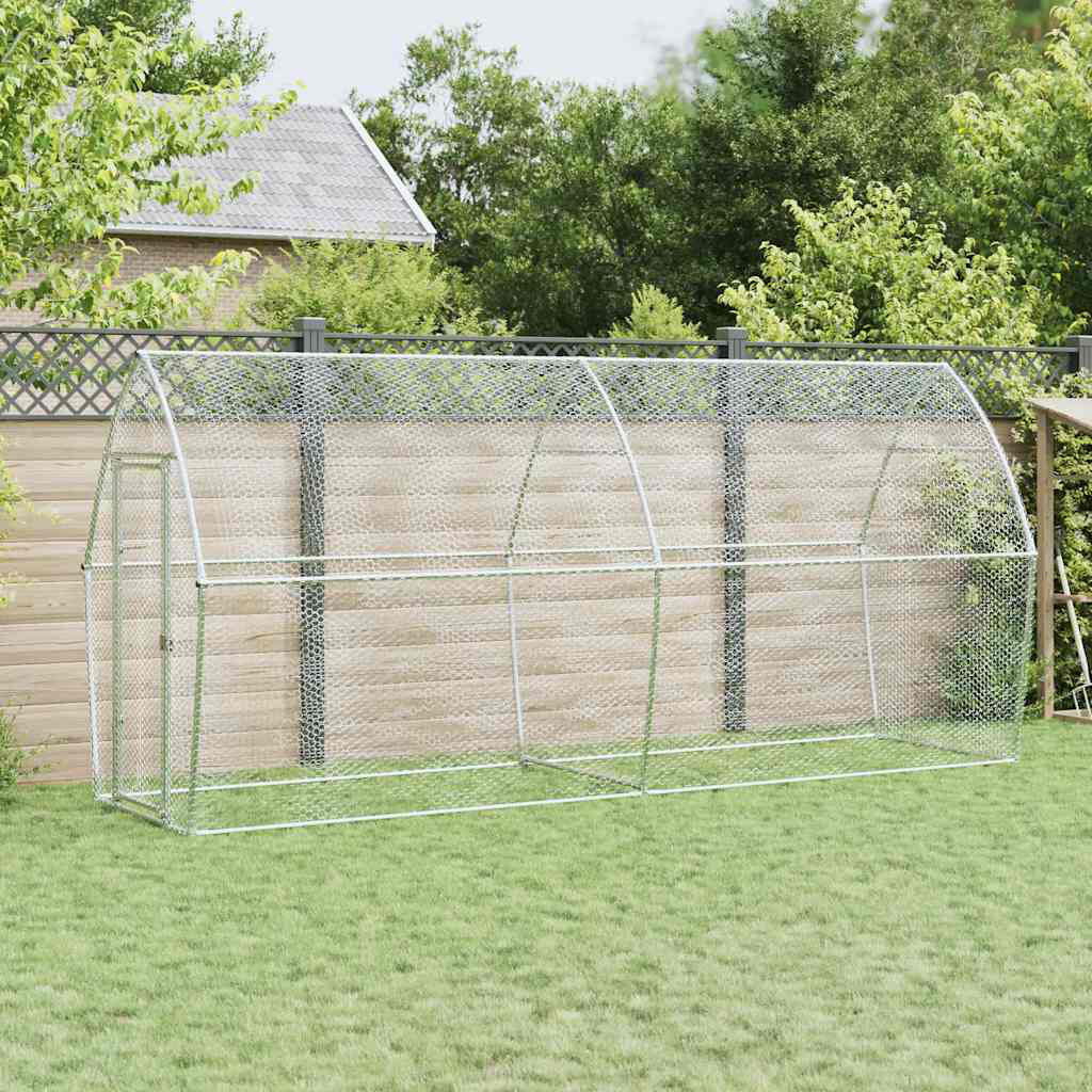 Archie & Oscar Chicken Cage Silver Galvanised Steel Silver 182cm H x 400cm W x 105cm D