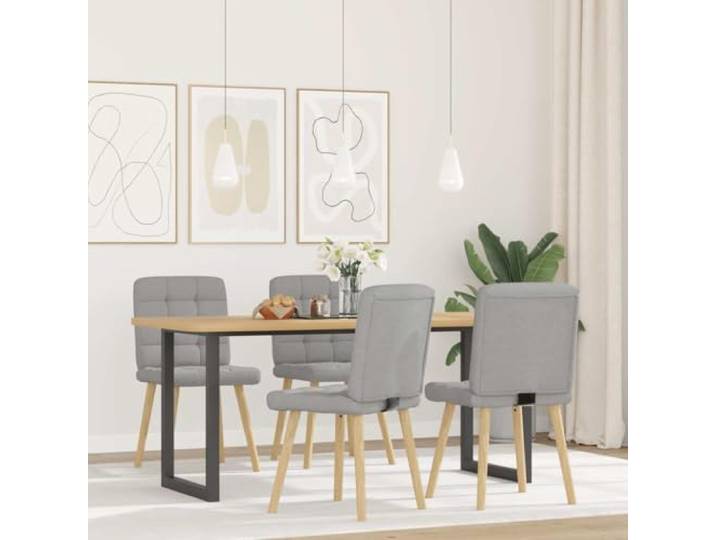 KGHERMDF Esszimmerstühle 4 STK. Wolkengrau Stoff Metall-Holz-Gestell, Dicke Schaumstoffpolsterung, Vielseitig für Esszimmer und Wohnzimmer