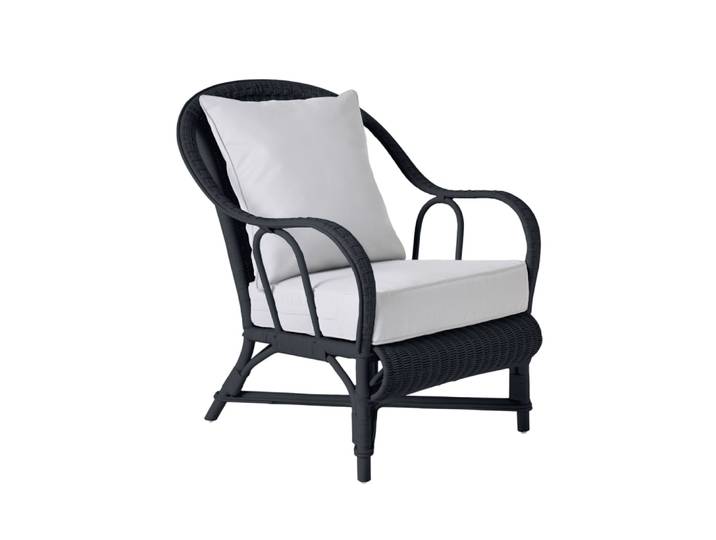 Fauteuil rotin laqué noir