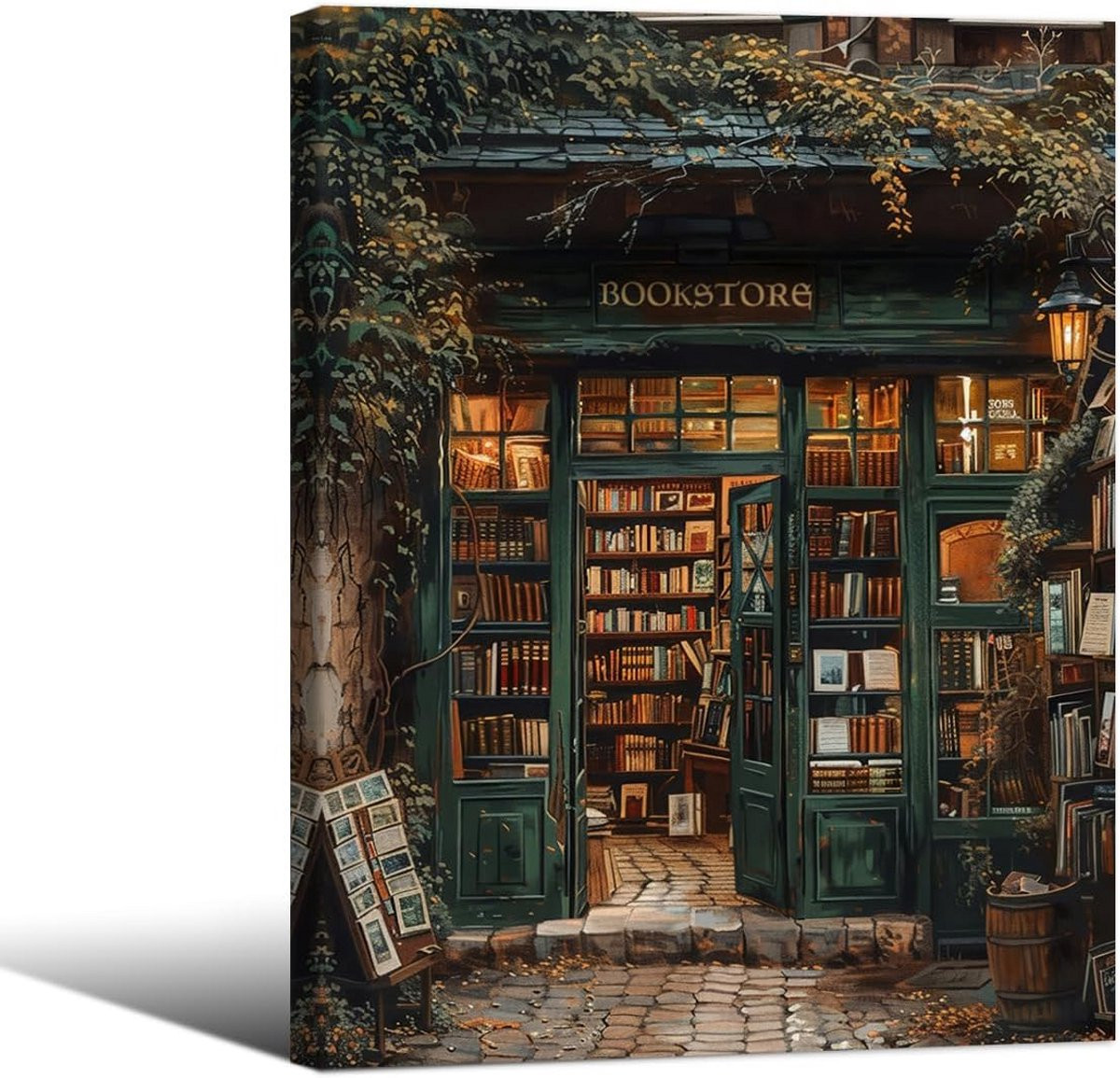 Ingelijste Muurposter Moody Boekhandel Kunstwerk voor Volwassenen, 30 x 40 cm
