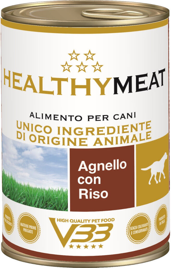 400 g VBB HealthyMeat Alimento Dietetico Completo Monoproteico Cibo Umido Paté per Cani Adulti con Agnello e Riso Gluten Free