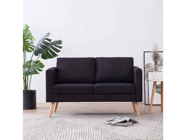 Noir Canapé minimaliste Sofa salon/bureau - JILLE'S®Canapé à 2 places - Tissu Noir MEU2508674412804