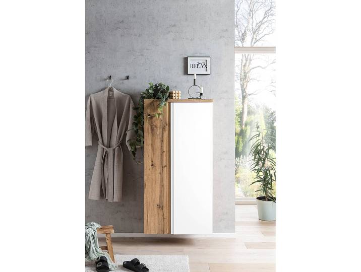 Armoire midi II 65 x 130 x 35cm Blanc/Blanc mat