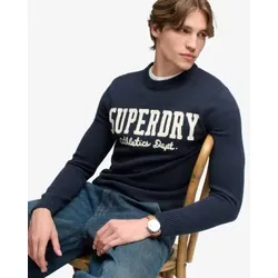 Superdry für Herren. M6110788A Marineblauer Applikations-Pullover (M), Lässig, Baumwolle