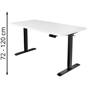 CLOUVOU Schreibtisch ProDesk, weiß / schwarz, elektrisch höhenverstellbar, 140 x 72-120 x 70 cm