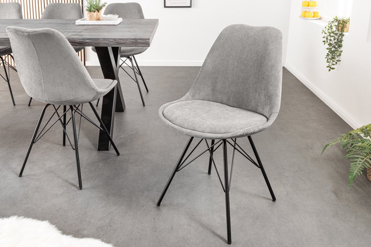 Invicta Interior Design stoel SCANDINAVIA MEESTERSTUK grijs koord met zwart metalen frame