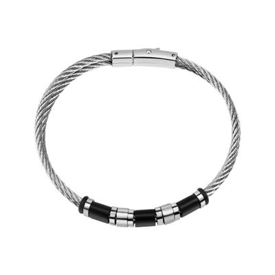 Armband VIVANCE "Edelstahl schwarz PVD beschichtet", silber (silbergrau), Armbänder, Damen, 21cm, Edelstahl, glänzend, matt, Armband