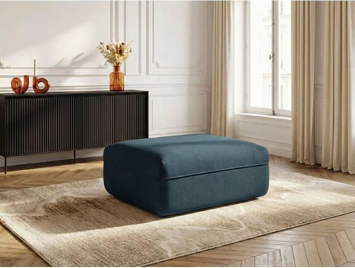 Pouf LUIGI en tissu lisse