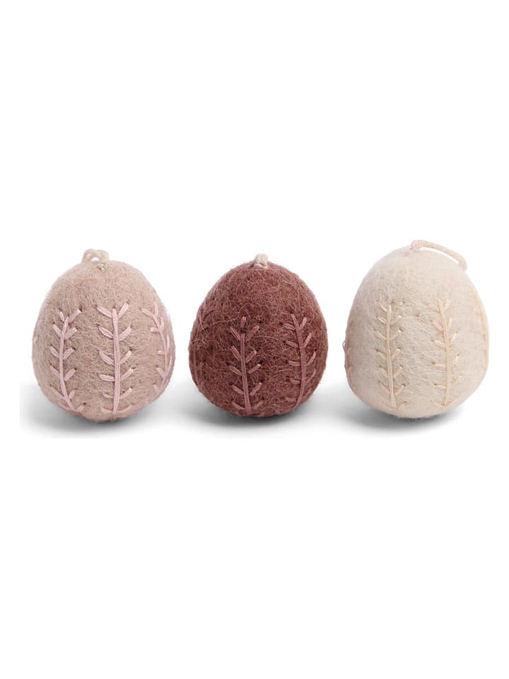 Gry & Sif 3er-Set: Dekohänger ''Eggs'' in Rosa/ Weiß - (H)3,75 x Ø 3 cm - onesize