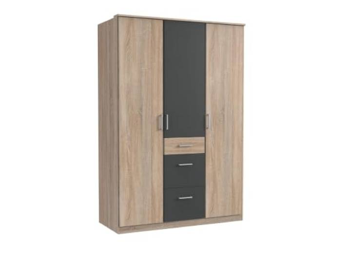 M Möbel-Direkt Deutschlands schnelle Möbel Kleiderschrank Click Eiche Sägerau, Grafit