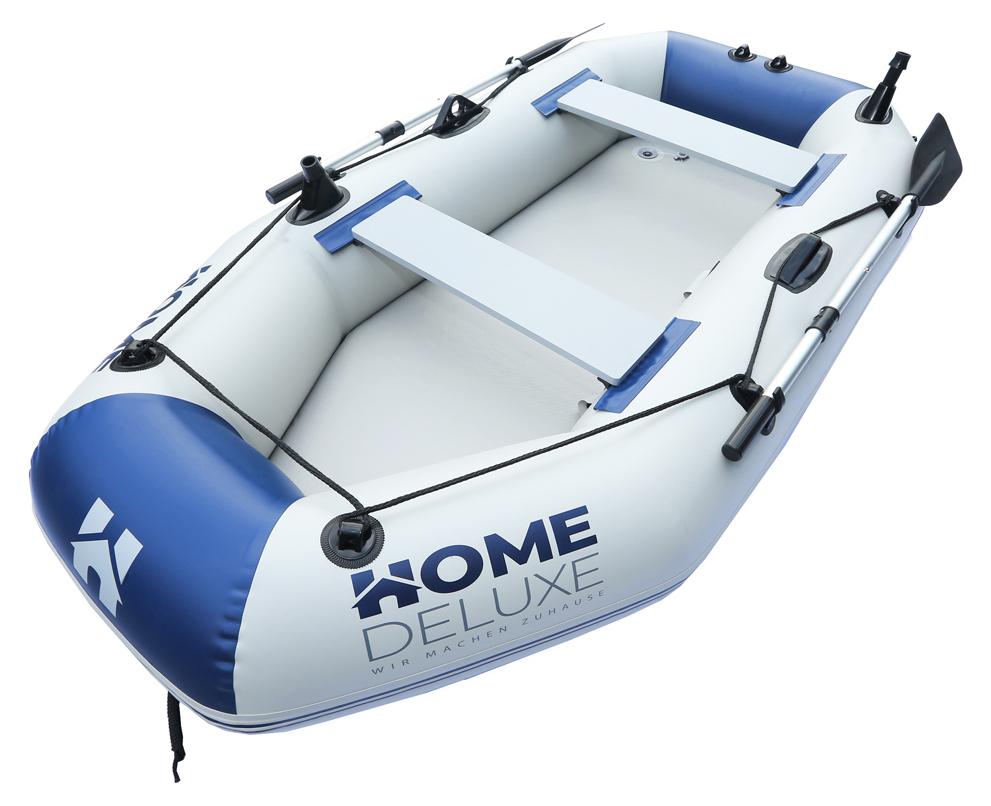 HOME DELUXE - Schlauchboot Pike Small inkl. Motor - Material: strapazierfähiges PVC- Maße: LxB ca. 230 x 128 cm - für bis zu 3 Personen I Beiboot, Motorboot, Ruderboot