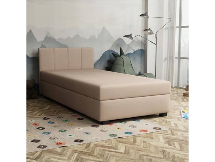 TAPCZANY24 - Boxspringbett Adel 120x200 cm mit Bonell Matratze Bett mit Matratze, Polsterbett mit Bettkasten, Gepolstertes Einzel Bett, Schlafsofa - Biskuitbeige