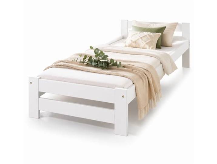 All4All Massivholzbett Reko 90x200 cm aus Kiefer – Weiß - Bettgestell mit Lattenrost – stabiles Einzelbett Naturholz – ideal für Schlafzimmer, Gästezimmer & Kinderzimmer Holzbett - Bett
