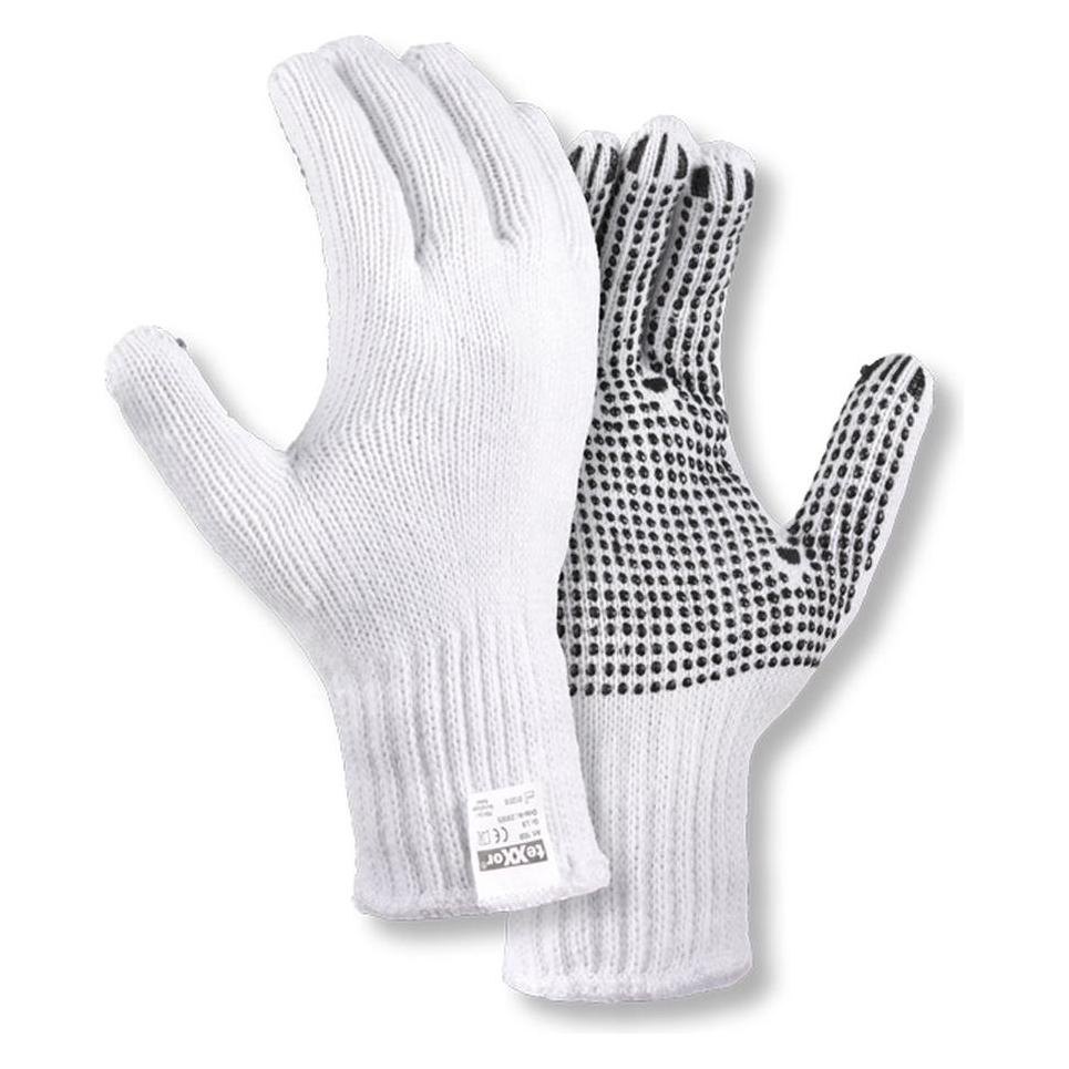 BIG teXXor Grobstrick-Handschuhe BAUMWOLLE/POLYESTER weiss/schwarze Noppen 11 (11) (228247)