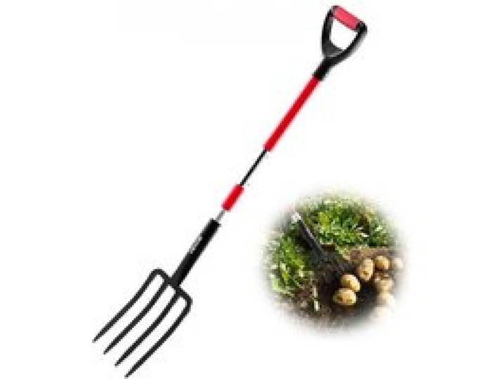 VEVOR Dunggabel, 4-Zinken-Heugabel mit Fiberglasstiel, 1150 mm Mistgabel, Mistforke mit Y-Griff, Spatengabel aus geschmiedetem Stahl für Heu, Kartoffelkompostierung, Umpflanzen und Belüftung