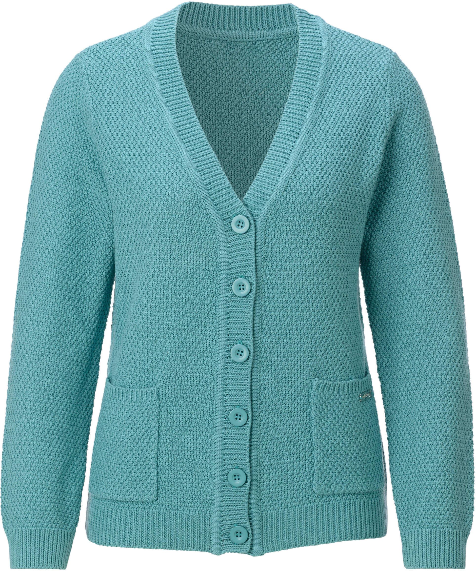 Strickjacke WITT "Strickjacke Strickjacke", Damen, Gr. 50, ozean, Sportlich, V-Ausschnitt, Strickjacken Strickjacke
