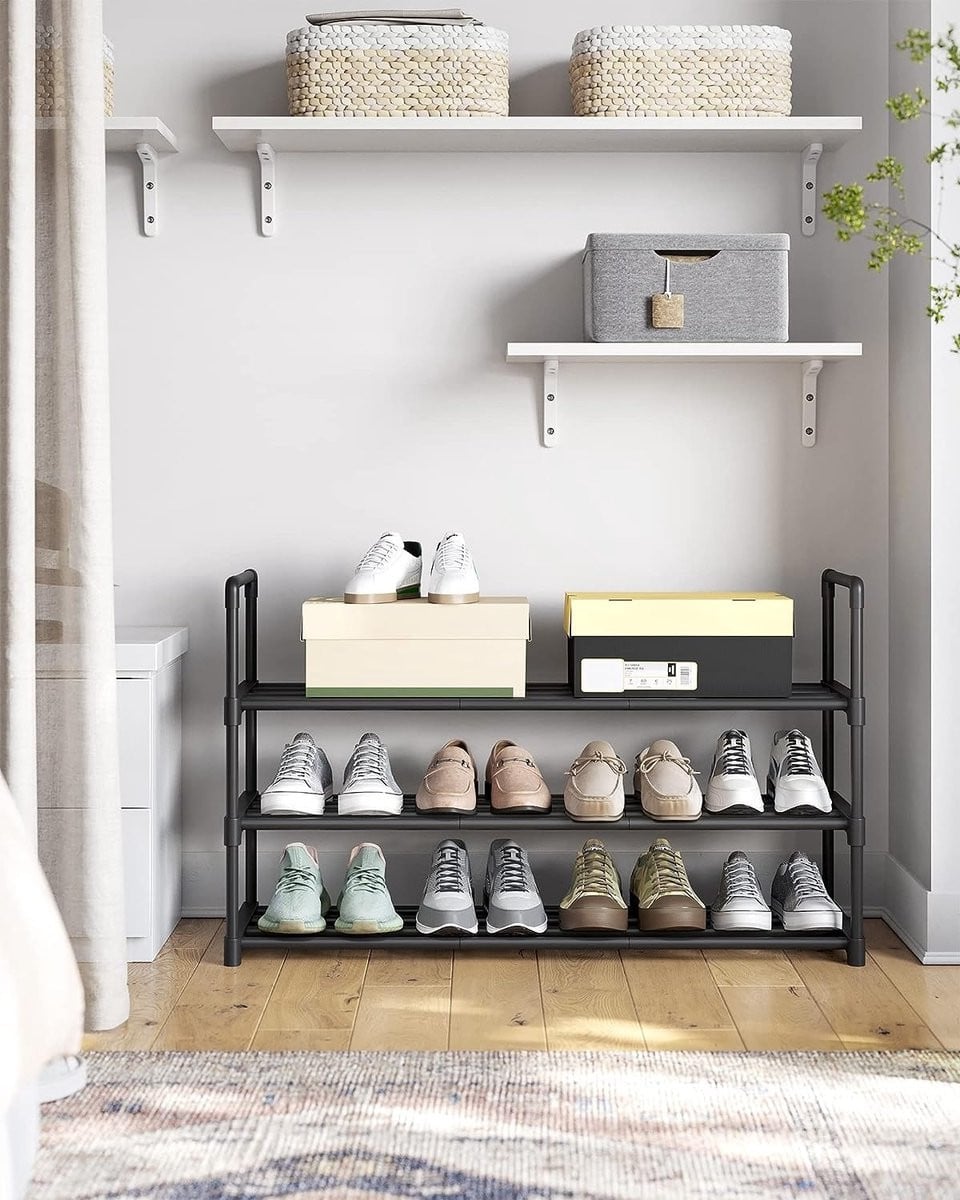 Parya Home schoenenrek met 3 lagen - metaal - zwart