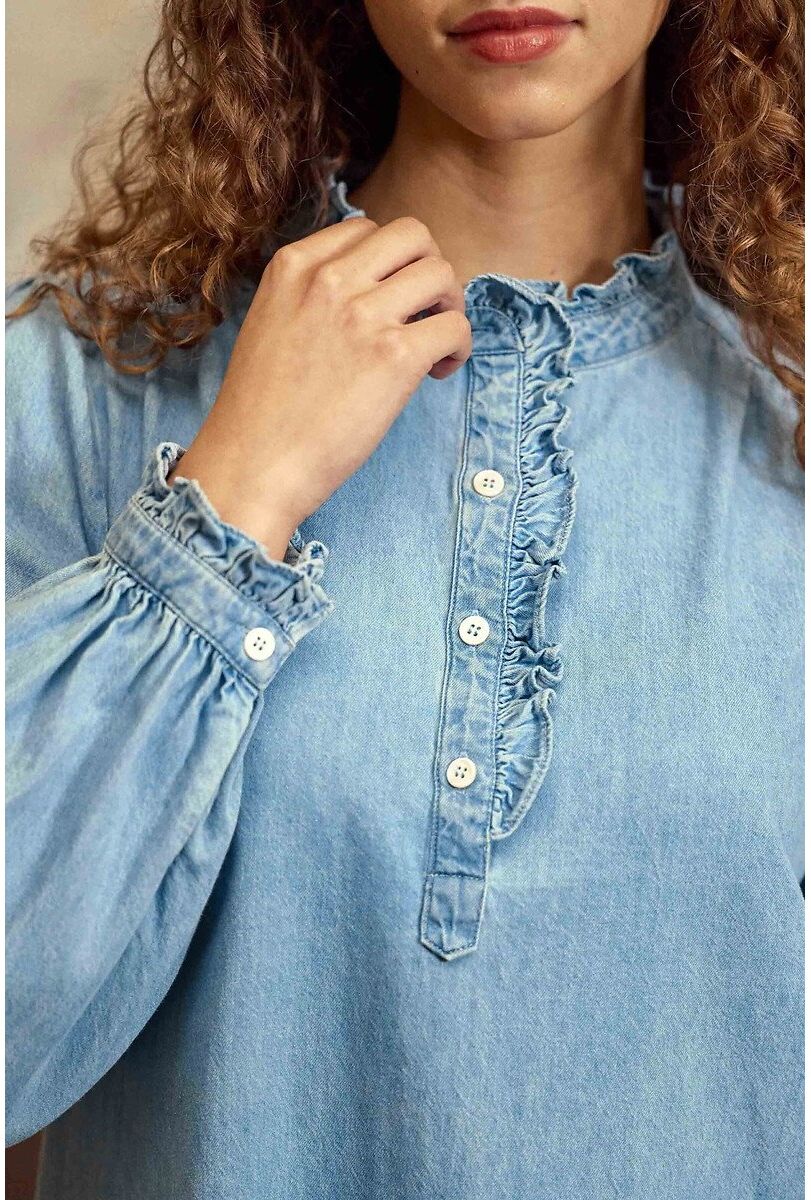 LA PETITE ETOILE Robe courte manches longues en denim, RAITY