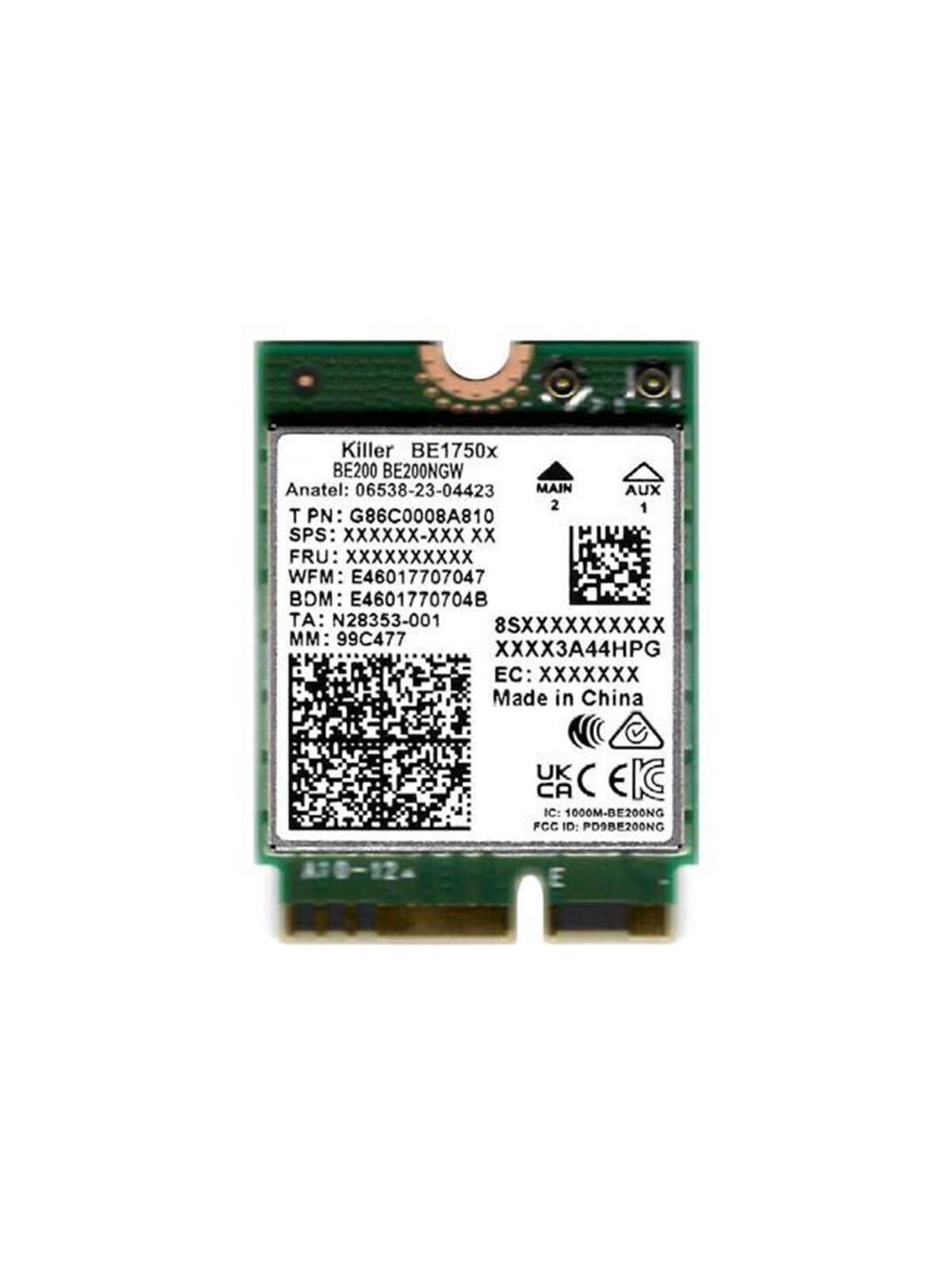 Intel Killer BE1750 Wi-Fi 7 2x2 + BT 5.4 / Without vPro