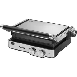 Amica GK 4011, Kontaktgrill, Weiss, Silber, Schwarz