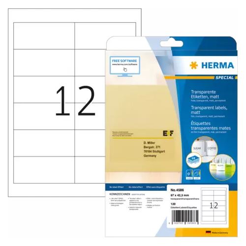 HERMA Folien-Etiketten SPECIAL, 97 x 42,3 mm, transparent