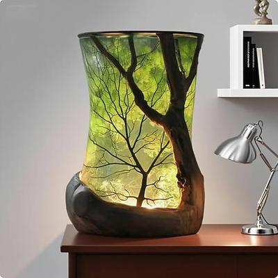 Wald Natur inspirierte Ambientelampe Wald Ambiente Schreibtischlampe zum Lesen Harz Baum LED Lichtglas für Wohnzimmer Schlafzimmer Home Office Dekor